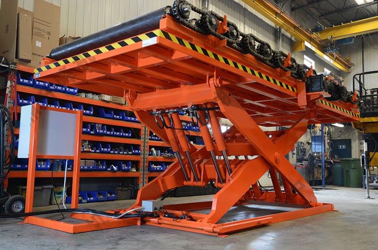 Scissor type roller elevator platform